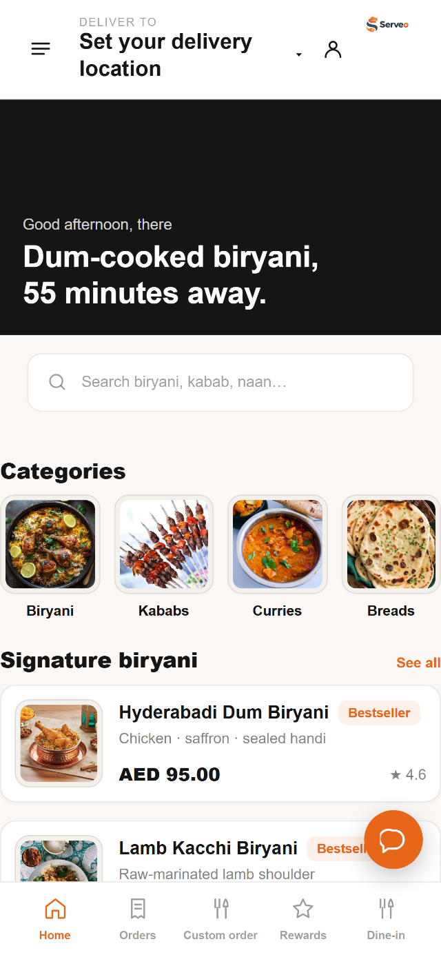 Serveo customer app