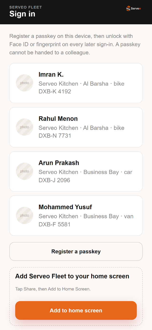 Serveo rider app